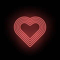 Vector Neon Heart, Neon Silhouette of Red Heart