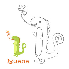 Kids coloring page - iguana