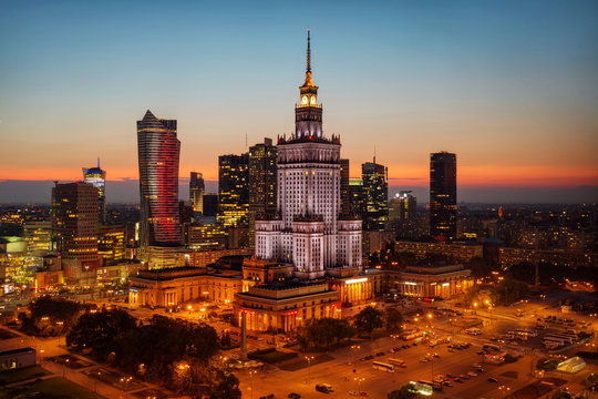 Aerial photo of the Palace of Culture and Science in Warsaw P