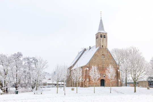 Historical church in winter