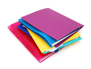 Row of colorful folders with documents