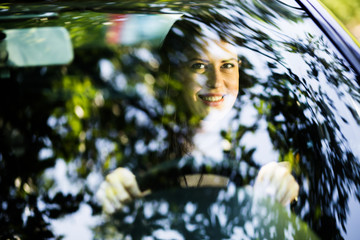 Smiling woman driver