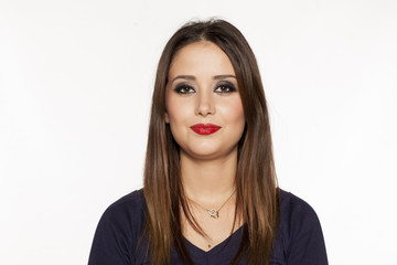 Fototapeta premium Portrait of beautiful young woman on white background