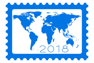 Obraz premium Map on stamp 2018 lettering