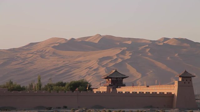 Chinese Historical Architecture, Chinese Fortress in Gansu Province, at sunrise