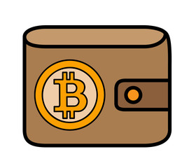 Bitcoin logo on leather wallet cover