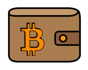 Bitcoin logo with shadow carved in leather wallet cover