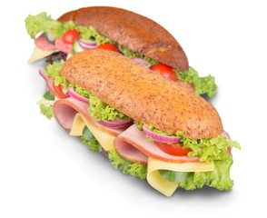 Sandwiches with ham and vegetables