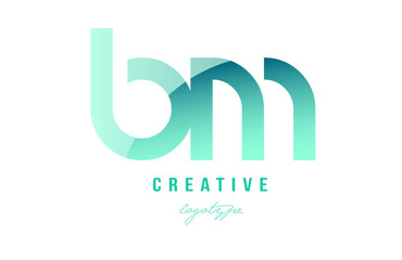 green gradient pastel modern bm b m alphabet letter logo combination icon design