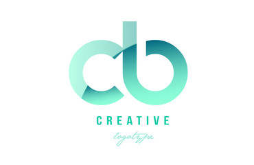 green gradient pastel modern cb c b alphabet letter logo combination icon design
