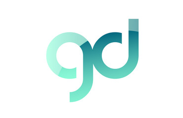 green gradient pastel modern gd g d alphabet letter logo combination icon design