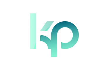 green gradient pastel modern kp k p alphabet letter logo combination icon design