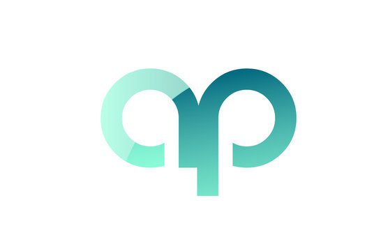 green gradient pastel modern ap a p alphabet letter logo combination icon design