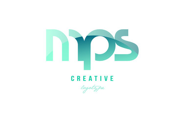 green gradient pastel modern mps m p s alphabet letter logo combination icon design
