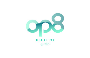 green gradient pastel modern op8 o p 8 eight alphabet letter logo combination icon design