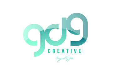 green gradient pastel modern gd9 g d 9 nine alphabet letter logo combination icon design