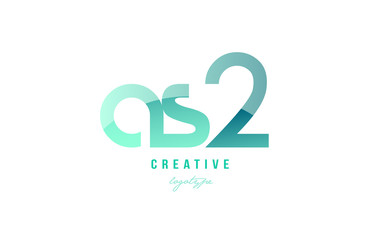 green gradient pastel modern as2 a s 2 two alphabet letter logo combination icon design