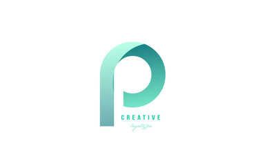 p green pastel gradient alphabet letter logo icon design