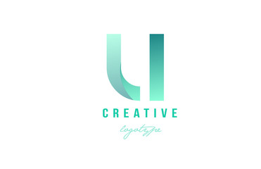 u green pastel gradient alphabet letter logo icon design