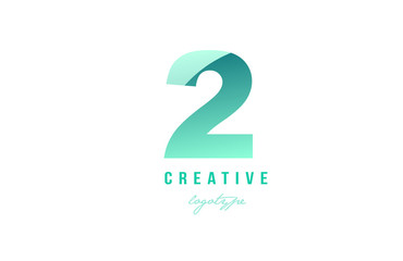 2 two green pastel gradient number numeral digit logo icon design