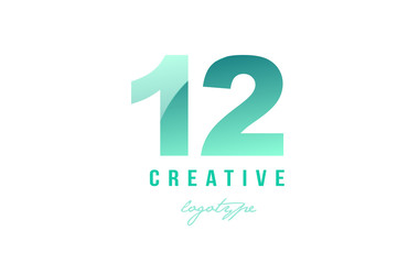 12 twelve green pastel gradient number numeral digit logo icon design