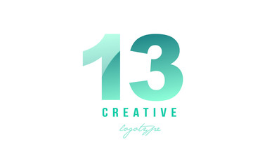 13  green pastel gradient number numeral digit logo icon design