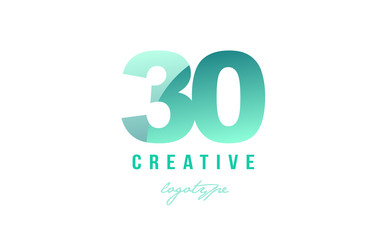 30 green pastel gradient number numeral digit logo icon design