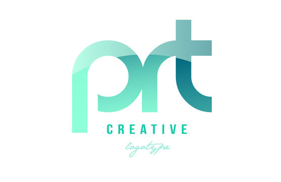 green gradient pastel modern prt p r t alphabet letter logo combination icon design