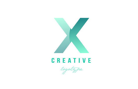 x green pastel gradient alphabet letter logo icon design