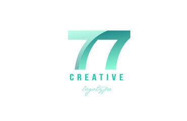 77 green pastel gradient number numeral digit logo icon design