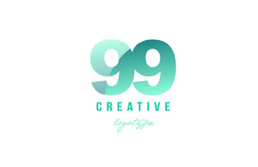 99 green pastel gradient number numeral digit logo icon design