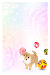 戌　年賀状　桜　背景