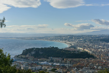 sights and architecture of the resort city of the azure coast of France Nice, top view