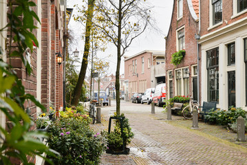 Streets of beautiful city of Haarlem, Netherlands