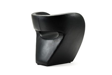 Black leather armchair on a white backgorund