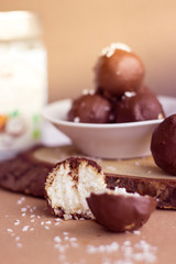 Fototapeta na wymiar chocolate coconut dessert