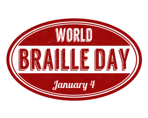 World braille day grunge rubber stamp