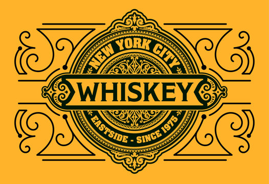 Western design. Whiskey label.
