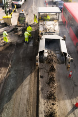 highway maintenance workers in construction site