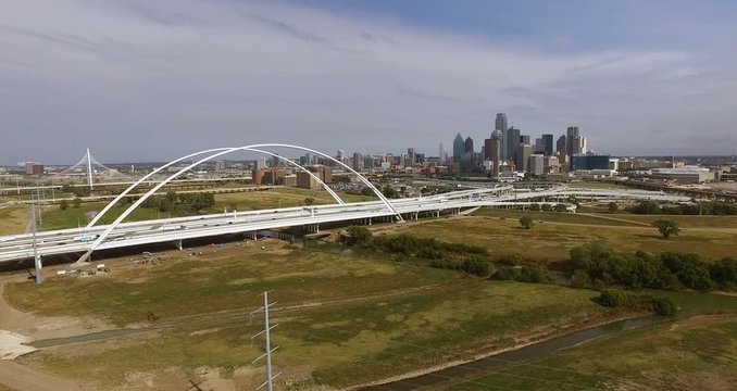 Bridge over Trinity River Downtown Dallas Texas Urban City Infrastucture Architecture