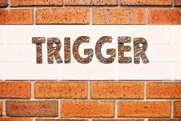 Conceptual announcement text caption inspiration showing Trigger. Business concept for Stir Spark Loose or Unleash Idea written on old brick background with copy space