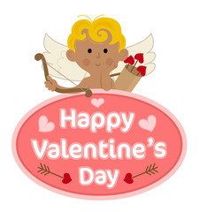 Happy Valentines - Happy Valentine's day sign with cute cupid on top of it. Eps10