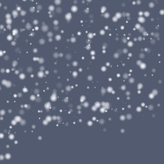 Vector falling snow effect isolated on transparent background with blurred