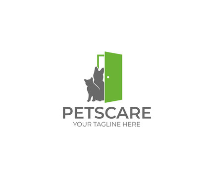 Dog & Cat Care Logo Template. Pets Vector Design. Animals Illustration