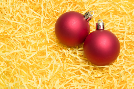 christmas ball on yellow background