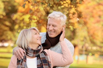Fototapeta premium Cute elderly couple in autumn park