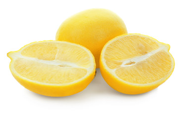 Fresh ripe lemons on white background