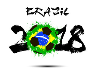 Abstract number 2018 and soccer ball blot