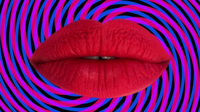 sequence of different images of woman's beautiful full red lips