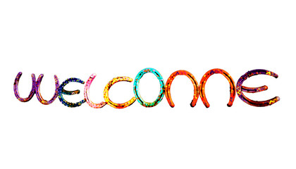 Welcome in Colorful Horseshoes